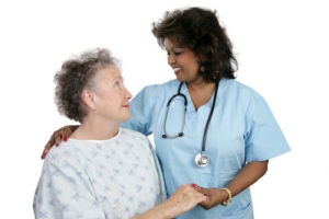 nurse and elderly woman